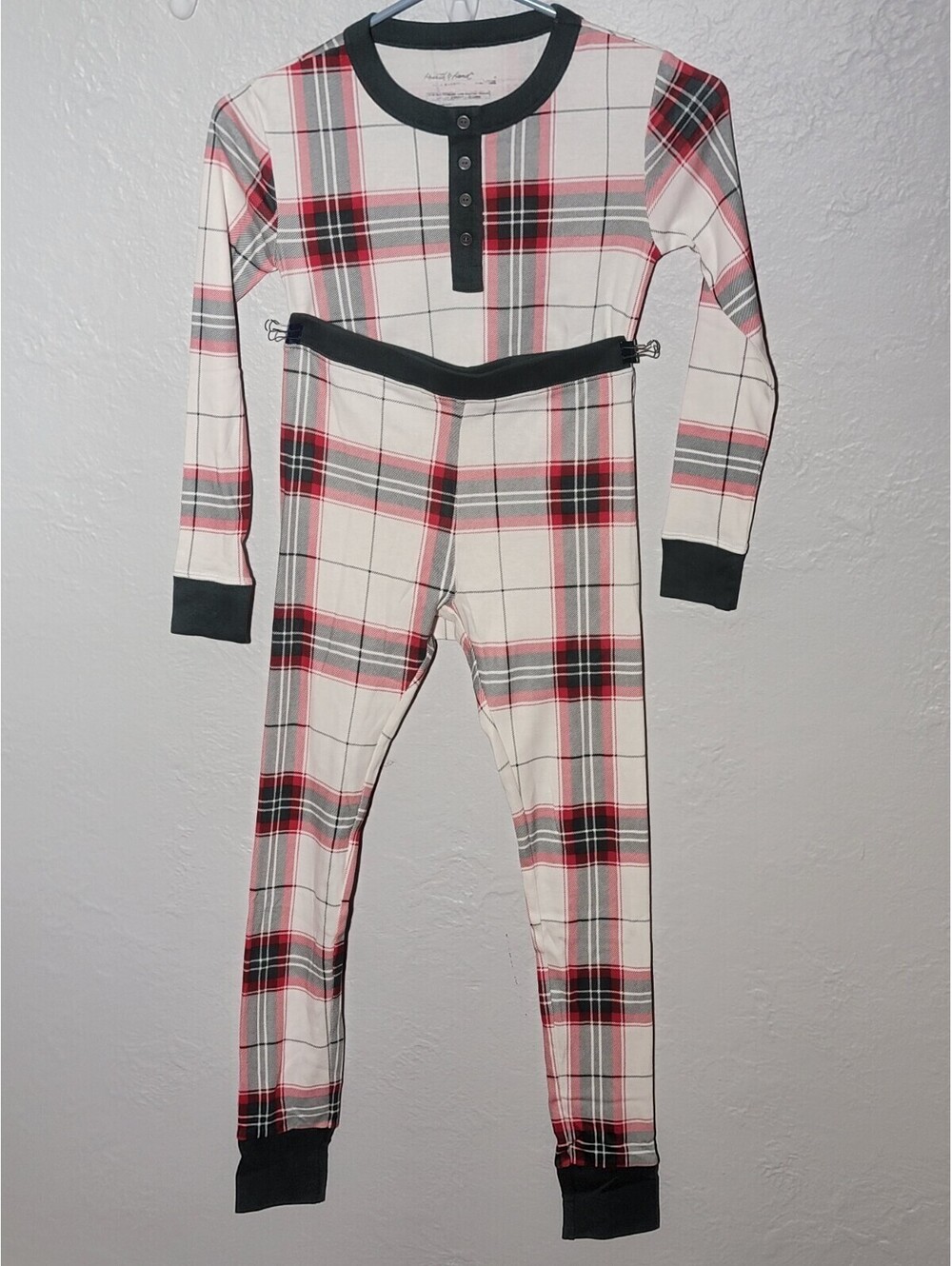 Kids 100% Cotton 2pcs Pajama Set Red White Plaid - Hearth & Hand Size 10